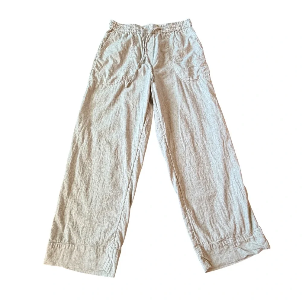 Banana Republic Straight High-Rise Linen Blend Pants Flax Beige Women's M
